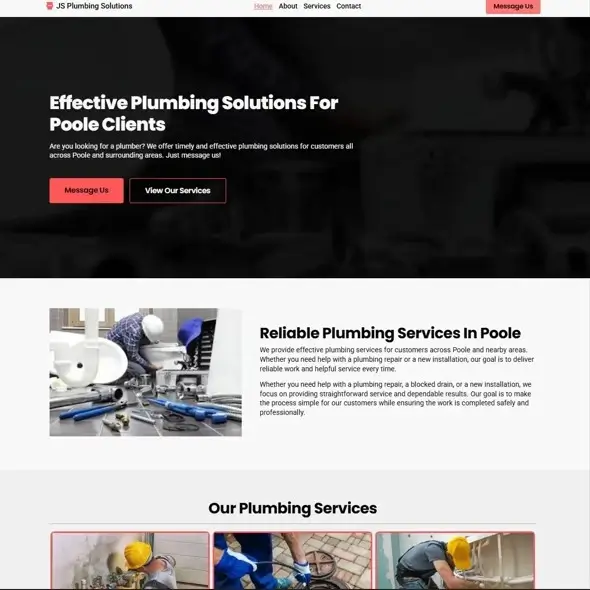 A preview of JS Plumbing Solutions - a plumbing website I designed.