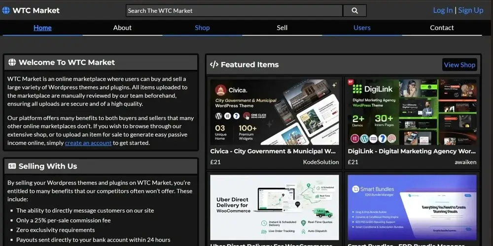A showcase of WTC Market - an online E-Commerce website.