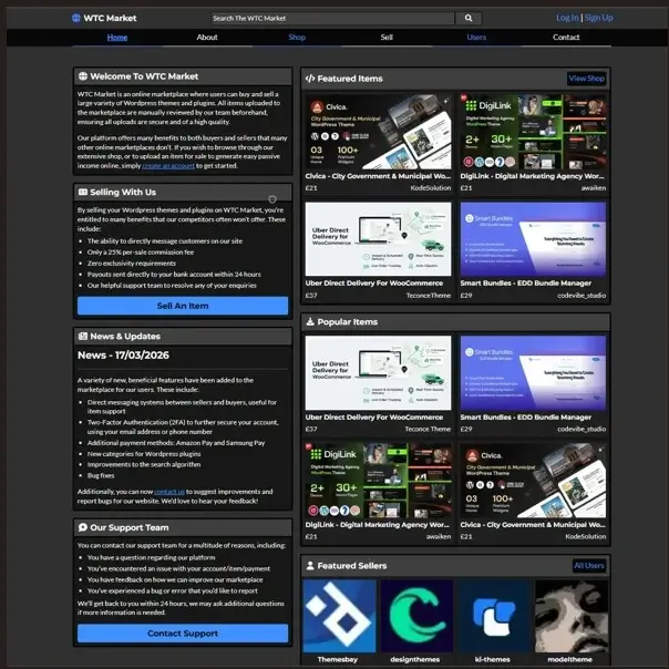 A showcase of WTC Market - an E-Commerce marketplace website that demonstrates my effective development techniques.